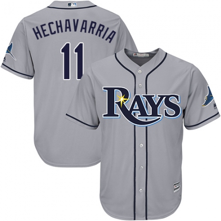Men's Majestic Tampa Bay Rays #11 Adeiny Hechavarria Replica Grey Road Cool Base MLB Jersey