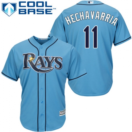 Men's Majestic Tampa Bay Rays #11 Adeiny Hechavarria Replica Light Blue Alternate 2 Cool Base MLB Jersey