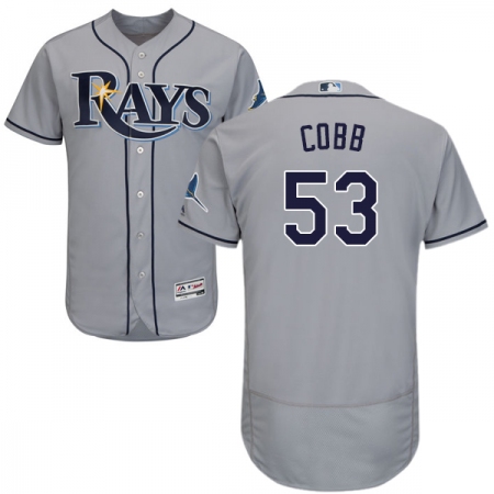 Men's Majestic Tampa Bay Rays #53 Alex Cobb Grey Road Flex Base Authentic Collection MLB Jersey