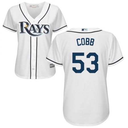 Women's Majestic Tampa Bay Rays #53 Alex Cobb Authentic White Home Cool Base MLB Jersey