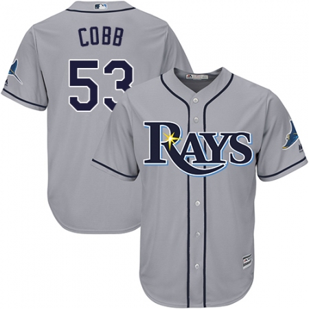 Youth Majestic Tampa Bay Rays #53 Alex Cobb Authentic Grey Road Cool Base MLB Jersey