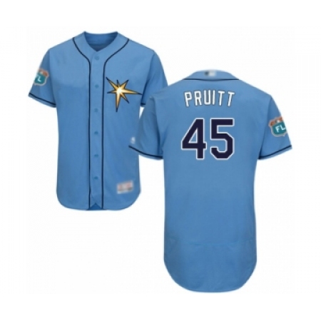 Men's Tampa Bay Rays #45 Austin Pruitt Light Blue Flexbase Authentic Collection Baseball Player Jersey