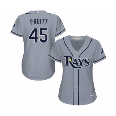 Women's Tampa Bay Rays #45 Austin Pruitt Authentic Grey Road Cool Base Baseball Player Jersey