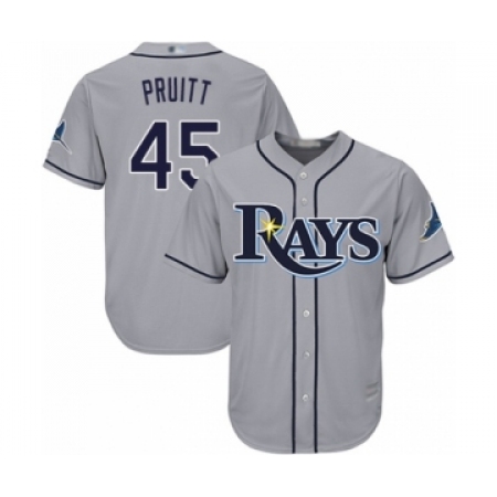 Youth Tampa Bay Rays #45 Austin Pruitt Authentic Grey Road Cool Base Baseball Player Jersey