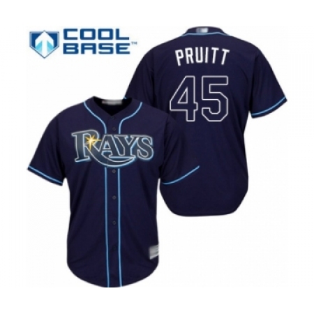 Youth Tampa Bay Rays #45 Austin Pruitt Authentic Navy Blue Alternate Cool Base Baseball Player Jersey