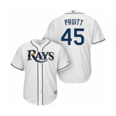 Youth Tampa Bay Rays #45 Austin Pruitt Authentic White Home Cool Base Baseball Player Jersey