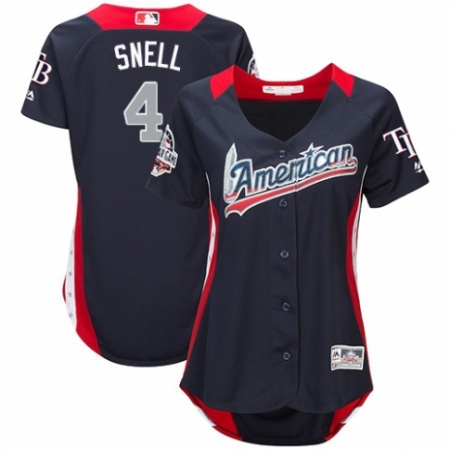 Women's Majestic Tampa Bay Rays #4 Blake Snell Game Navy Blue American League 2018 MLB All-Star MLB Jersey