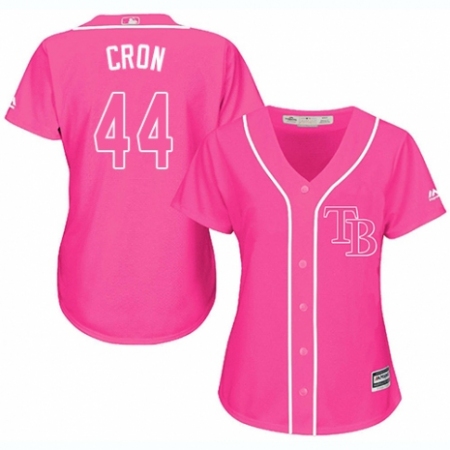 Women's Majestic Tampa Bay Rays #44 C. J. Cron Authentic Pink Fashion Cool Base MLB Jersey