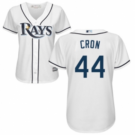 Women's Majestic Tampa Bay Rays #44 C. J. Cron Authentic White Home Cool Base MLB Jersey