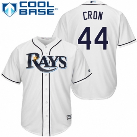 Youth Majestic Tampa Bay Rays #44 C. J. Cron Authentic White Home Cool Base MLB Jersey