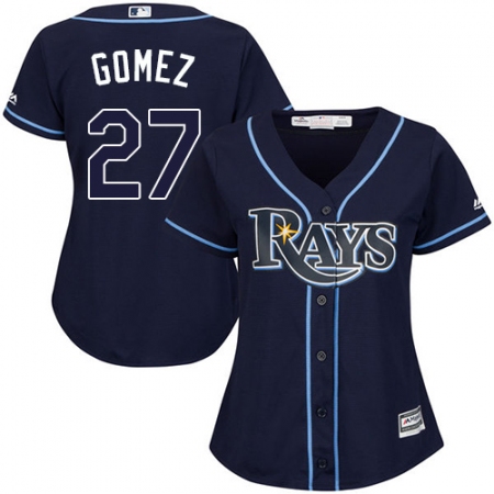 Women's Majestic Tampa Bay Rays #27 Carlos Gomez Authentic Navy Blue Alternate Cool Base MLB Jersey