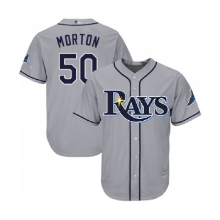 Youth Tampa Bay Rays #50 Charlie Morton Replica Grey Road Cool Base Baseball Jersey