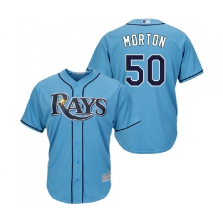 Youth Tampa Bay Rays #50 Charlie Morton Replica Light Blue Alternate 2 Cool Base Baseball Jersey