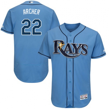 Men's Majestic Tampa Bay Rays #22 Chris Archer Alternate Columbia Flexbase Authentic Collection MLB Jersey