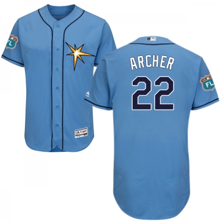 Men's Majestic Tampa Bay Rays #22 Chris Archer Light Blue Flexbase Authentic Collection MLB Jersey