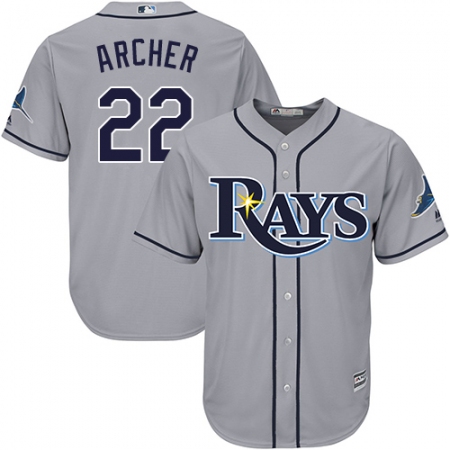 Men's Majestic Tampa Bay Rays #22 Chris Archer Replica Grey Road Cool Base MLB Jersey