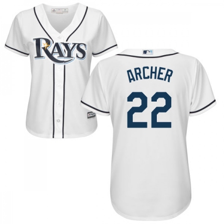 Women's Majestic Tampa Bay Rays #22 Chris Archer Authentic White Home Cool Base MLB Jersey