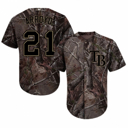 Men's Majestic Tampa Bay Rays #21 Christian Arroyo Authentic Camo Realtree Collection Flex Base MLB Jersey