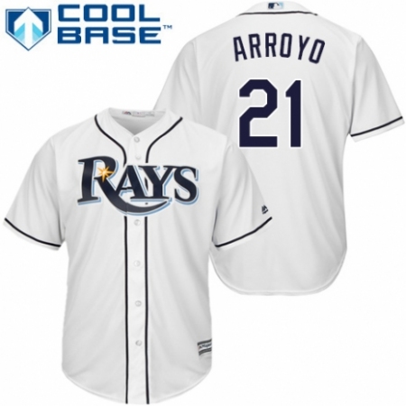 Men's Majestic Tampa Bay Rays #21 Christian Arroyo Replica White Home Cool Base MLB Jersey