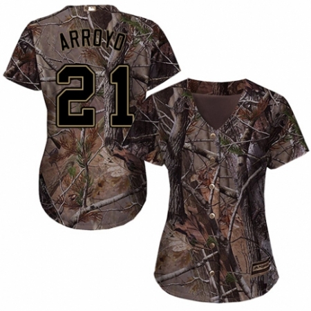 Women's Majestic Tampa Bay Rays #21 Christian Arroyo Authentic Camo Realtree Collection Flex Base MLB Jersey