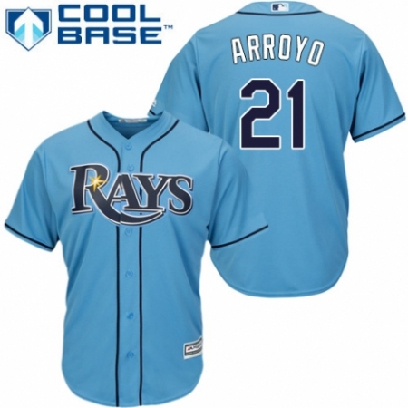 Youth Majestic Tampa Bay Rays #21 Christian Arroyo Replica Light Blue Alternate 2 Cool Base MLB Jersey