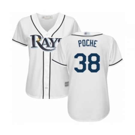 Women's Tampa Bay Rays #38 Colin Poche Authentic White Home Cool Base Baseball Player Jersey