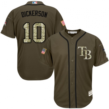 Men's Majestic Tampa Bay Rays #10 Corey Dickerson Authentic Green Salute to Service MLB Jersey