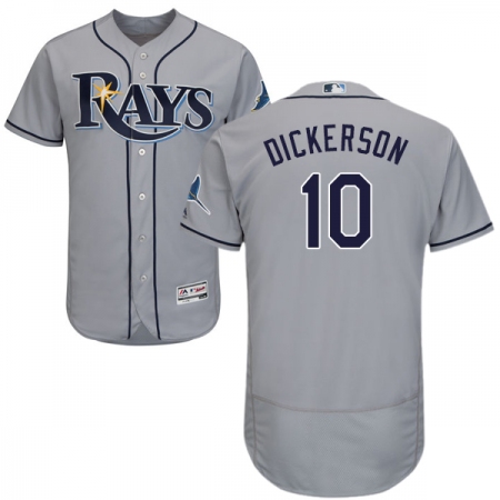 Men's Majestic Tampa Bay Rays #10 Corey Dickerson Grey Road Flex Base Authentic Collection MLB Jersey