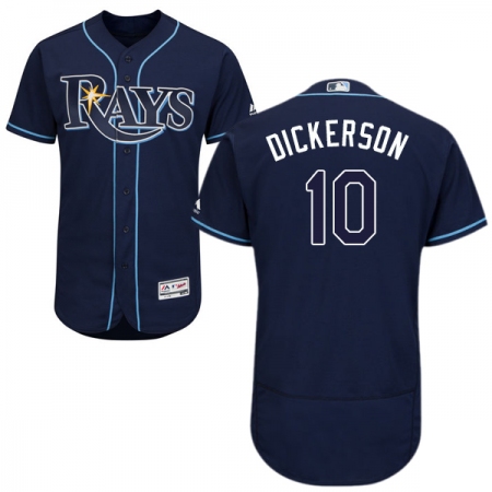 Men's Majestic Tampa Bay Rays #10 Corey Dickerson Navy Blue Alternate Flex Base Authentic Collection MLB Jersey