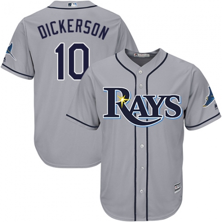 Men's Majestic Tampa Bay Rays #10 Corey Dickerson Replica Grey Road Cool Base MLB Jersey