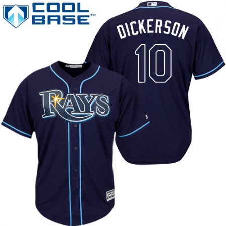 Men's Majestic Tampa Bay Rays #10 Corey Dickerson Replica Navy Blue Alternate Cool Base MLB Jersey