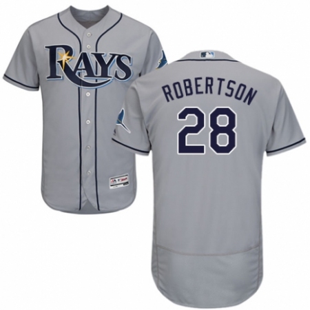 Men's Majestic Tampa Bay Rays #28 Daniel Robertson Grey Road Flex Base Authentic Collection MLB Jersey