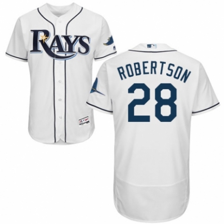 Men's Majestic Tampa Bay Rays #28 Daniel Robertson Home White Home Flex Base Authentic Collection MLB Jersey