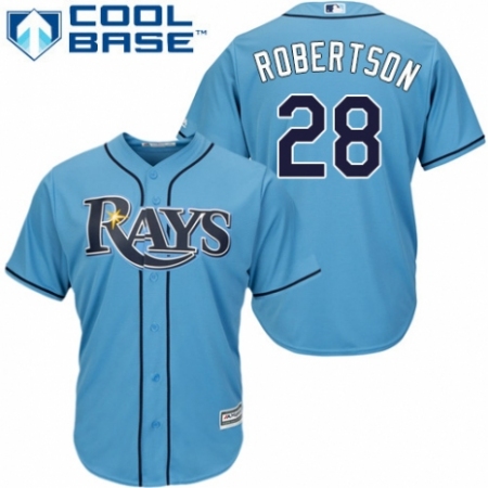 Men's Majestic Tampa Bay Rays #28 Daniel Robertson Replica Light Blue Alternate 2 Cool Base MLB Jersey