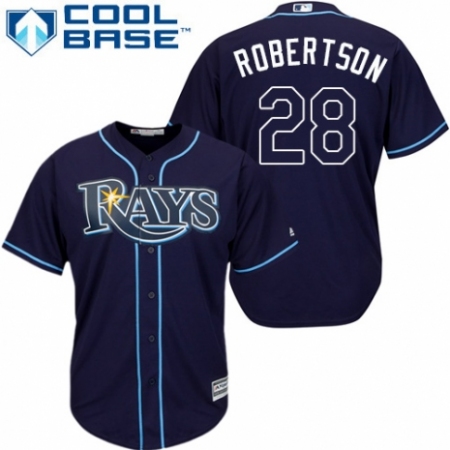 Men's Majestic Tampa Bay Rays #28 Daniel Robertson Replica Navy Blue Alternate Cool Base MLB Jersey