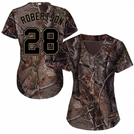 Women's Majestic Tampa Bay Rays #28 Daniel Robertson Authentic Camo Realtree Collection Flex Base MLB Jersey