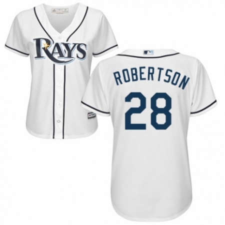 Women's Majestic Tampa Bay Rays #28 Daniel Robertson Authentic White Home Cool Base MLB Jersey