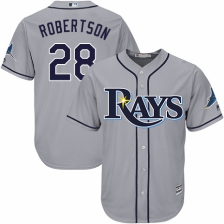 Youth Majestic Tampa Bay Rays #28 Daniel Robertson Authentic Grey Road Cool Base MLB Jersey