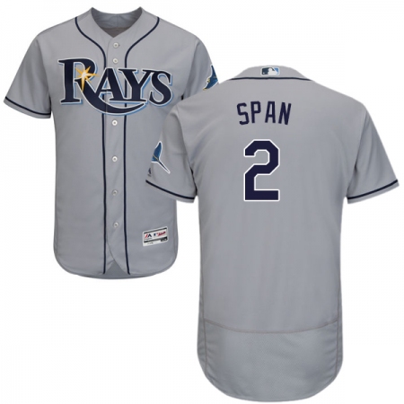 Men's Majestic Tampa Bay Rays #2 Denard Span Grey Road Flex Base Authentic Collection MLB Jersey