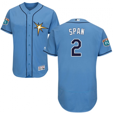 Men's Majestic Tampa Bay Rays #2 Denard Span Light Blue Flexbase Authentic Collection MLB Jersey