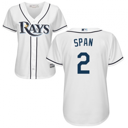 Women's Majestic Tampa Bay Rays #2 Denard Span Authentic White Home Cool Base MLB Jersey