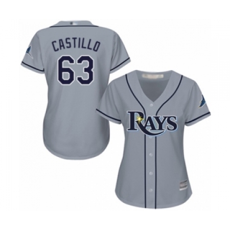 Women's Tampa Bay Rays #63 Diego Castillo Authentic Grey Road Cool Base Baseball Player Jersey