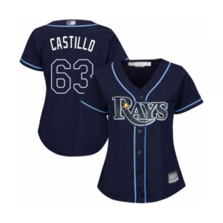 Women's Tampa Bay Rays #63 Diego Castillo Authentic Navy Blue Alternate Cool Base Baseball Player Jersey