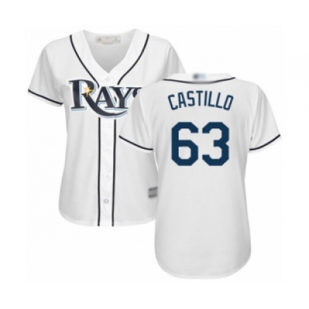 Women's Tampa Bay Rays #63 Diego Castillo Authentic White Home Cool Base Baseball Player Jersey