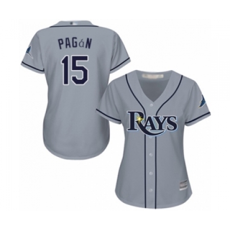 Women's Tampa Bay Rays #15 Emilio Pagan Authentic Grey Road Cool Base Baseball Player Jersey
