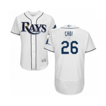 Men's Tampa Bay Rays #26 Ji-Man Choi Home White Home Flex Base Authentic Collection Baseball Player Jersey
