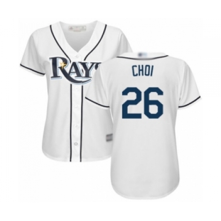 Women's Tampa Bay Rays #26 Ji-Man Choi Authentic White Home Cool Base Baseball Player Jersey