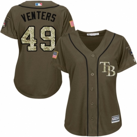 Women's Majestic Tampa Bay Rays #49 Jonny Venters Authentic Green Salute to Service MLB Jersey