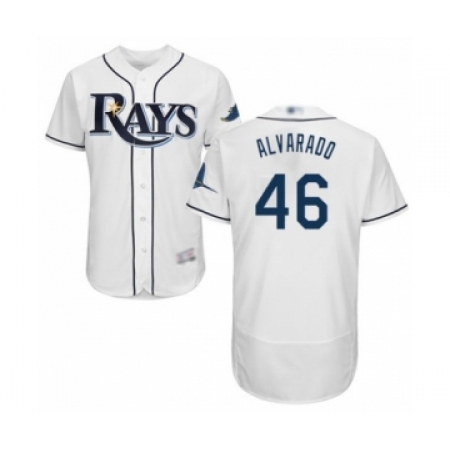 Men's Tampa Bay Rays #46 Jose Alvarado Home White Home Flex Base Authentic Collection Baseball Player Jersey