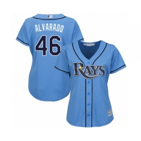 Women's Tampa Bay Rays #46 Jose Alvarado Authentic Light Blue Alternate 2 Cool Base Baseball Player Jersey